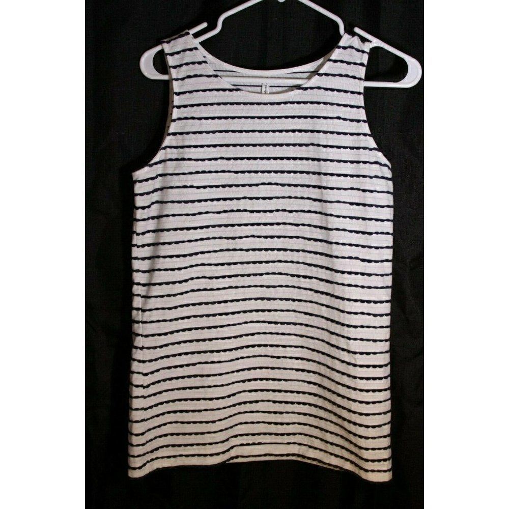 Passports M Top Striped Sleeveless Travel Blue Womens
